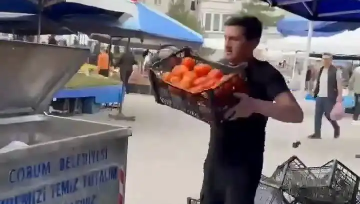 Domatesleri Çöpe Döken Pazarcıya Tarihi Para Cezası Kesildi